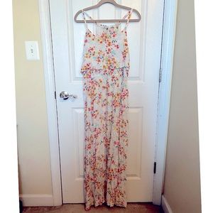 White floral maxi dress.
